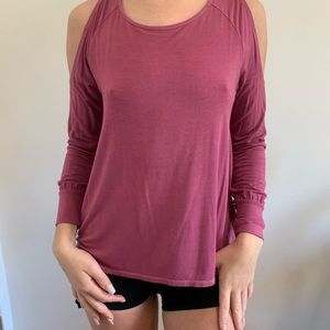 Comfortable pinkish purple longsleeve shoulder cut